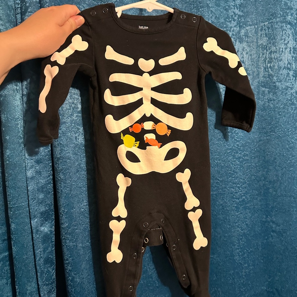 Carter's Black Skeleton Footie with Candy Tummy